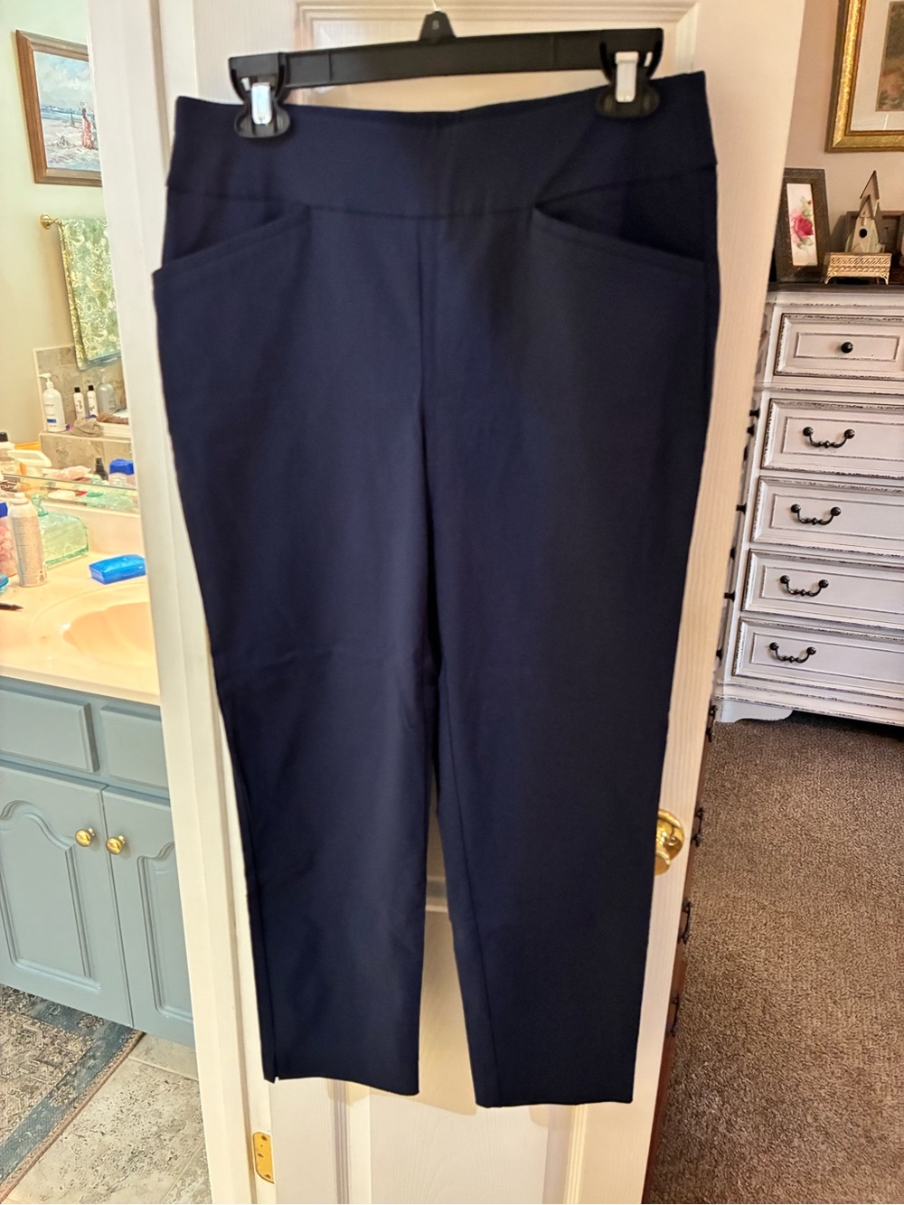 Chico’s Perfect Stretch Navy Blue Pull On Ankle Pants SZ 0.5/6